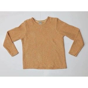 LL Bean Womens Size Large Round Neck Chunky Knit Sweater Peach